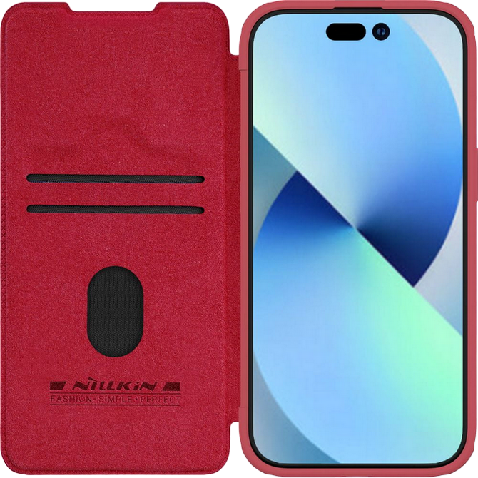 5c043600-ed9e-43cf-9525-acca89289938 Husă tip carte Nillkin iPhone 15 Plus - Qin Pro, Roșu - Image 1