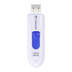 128GB  USB3.1 Flash Drive Transcend "JetFlash  790", White-Blue, Slider (R/W:90/40MB/s)
