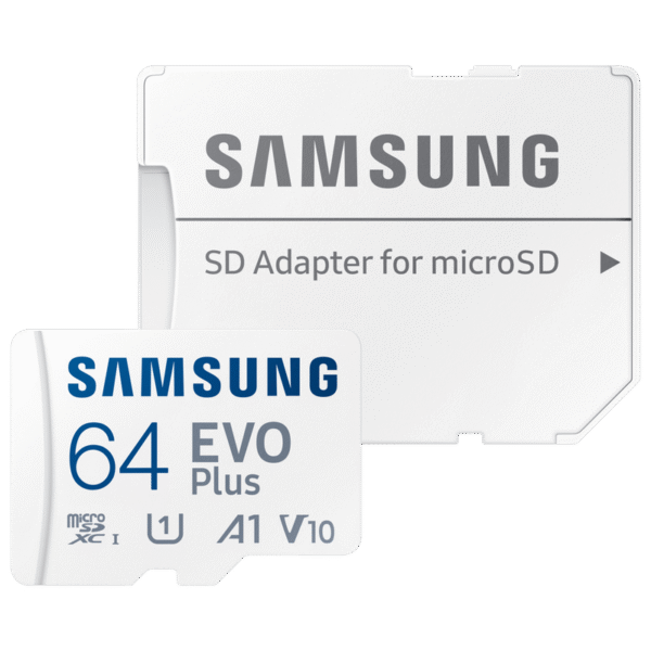 ..64GB MicroSD (Class 10) UHS-I (U3)+SD adapter, Samsung EVO Plus 2024 "MB-MC64SA" (R:160MB/s)