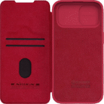 Husă tip carte Nillkin iPhone 15 - Qin Pro, Roșu - Image 2