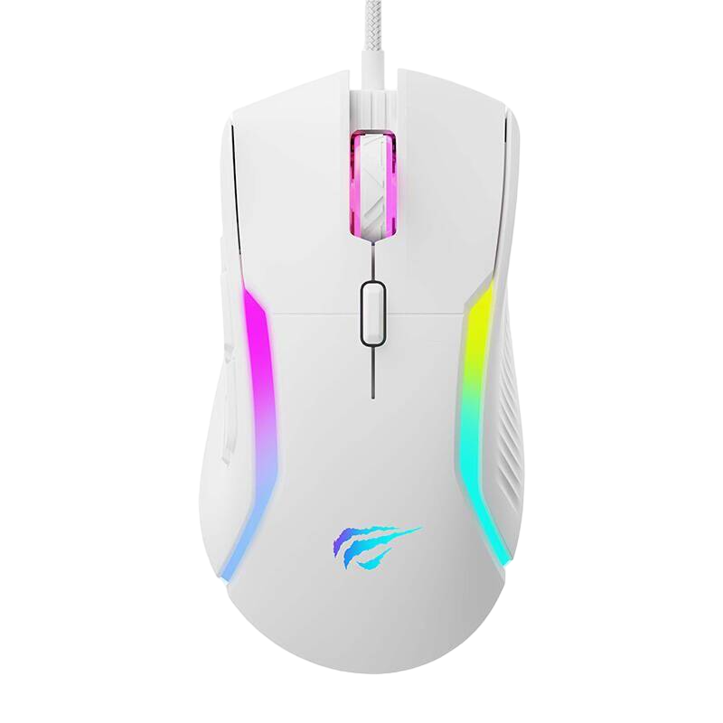 7fdba12d-2cf2-4cb3-a233-1ba815213e70 Gaming Mouse Havit MS1033, 8000dpi, 9 buttons, Ergonomic, Programmable, RGB, 126g, 1.6m, USB, White - Image 1