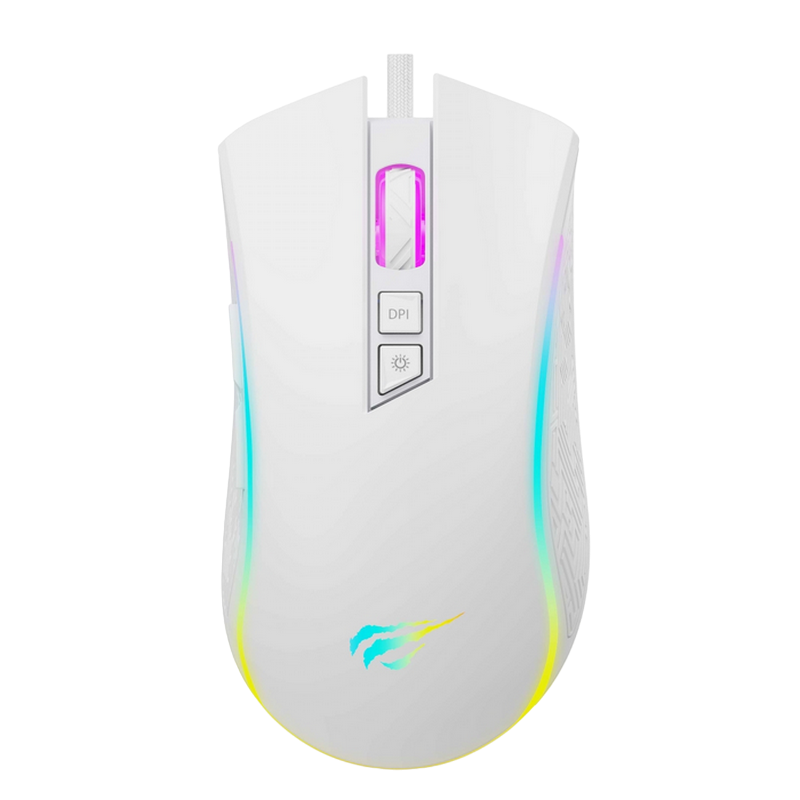 9d240d43-9f85-4e8d-b9fe-3e3764687ed9 Gaming Mouse Havit MS1034, 800-4800dpi, 7 buttons, Programmable, RGB, 144g, 1.6m, USB, White - Image 1