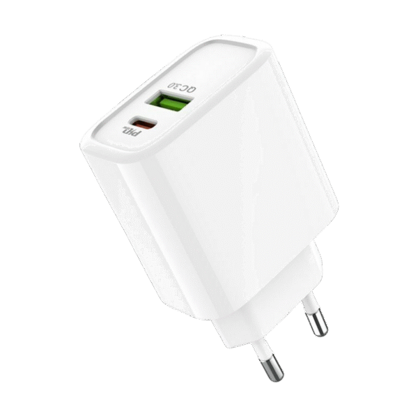 Wall Charger XPower, 2 Port, Type-C PD Charge 18W + USB QC3.0, White