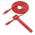 Cablu încărcare și sincronizare Cellularline Satellite MFI, USB Type-C/Lightning, 1m, Roșu - Image 2