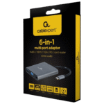 Adaptor Video Cablexpert A-CM-COMBO6-01, USB Type-C - VGA, HDMI, USB Type-C, USB Type-A, SD card-reader, Gri - Image 2
