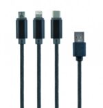 Cablu încărcare și sincronizare Cablexpert CC-USB2-AM31-1M-G, USB Type-A/Micro USB, Type-C, Lighting, 1m, Alb - imagine 4