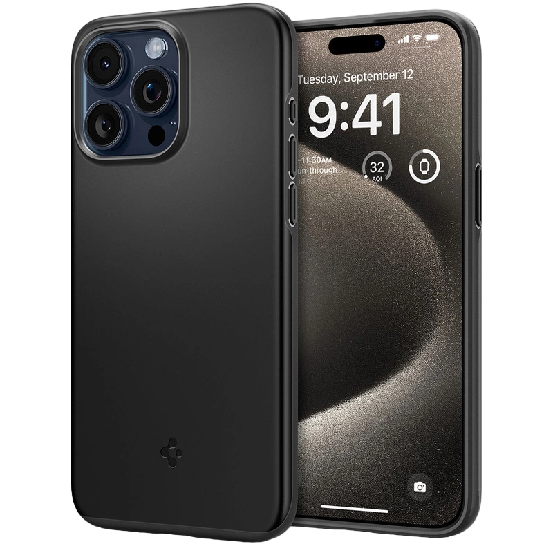 f7e3d0e5-eb05-4ffc-b4d6-f6a83a3a4e16 Husă Spigen iPhone 15 Pro Max Thin Fit, Negru - Image 1