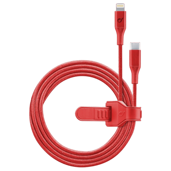 Cablu încărcare și sincronizare Cellularline Satellite MFI, USB Type-C/Lightning, 1m, Roșu