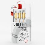 Cablu încărcare și sincronizare Cablexpert CC-USB2-AM31-1M-G, USB Type-A/Micro USB, Type-C, Lighting, 1m, Auriu - imagine 4