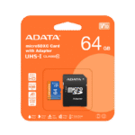 ..64GB MicroSD (Class 10) UHS-I (U1) +SD adapter, ADATA Premier "AUSDX64GUICL10A1-RA1" (R/W:100/25MB